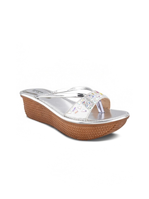

Stelatoes Silver-Toned Embellished Flatform Sandals