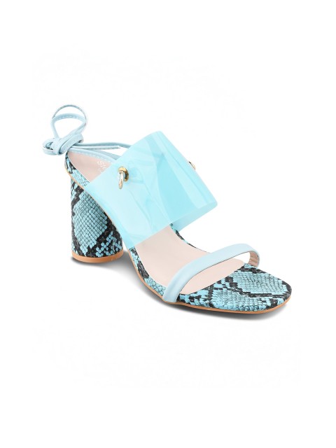 

Stelatoes Women Blue & Black Printed Block Sandals