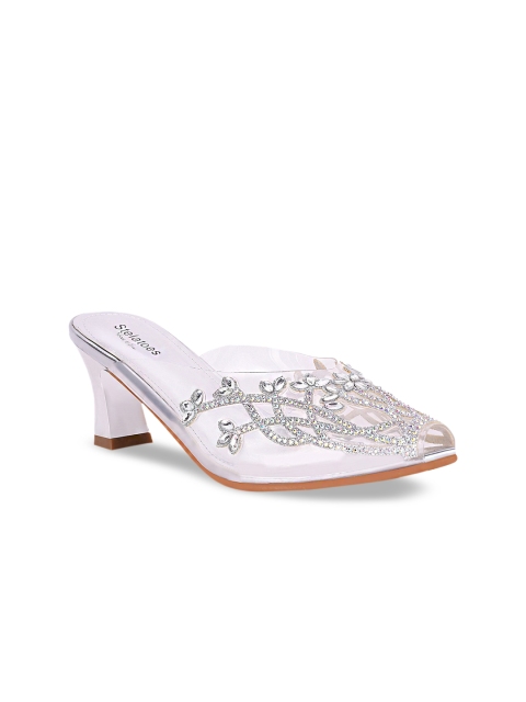 

Stelatoes Silver-Toned Embellished Peep Toes