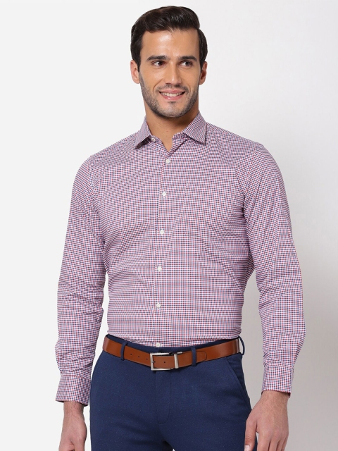 

AD By Arvind Men Red & Navy Blue Checked Formal Shirt