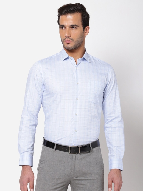 

AD By Arvind Men Blue & White Cotton Checked Formal Shirt