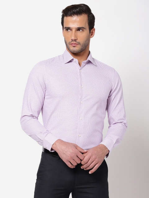 

AD By Arvind Men Lavender Regular Fit Checked Pure Cotton Formal Shirt