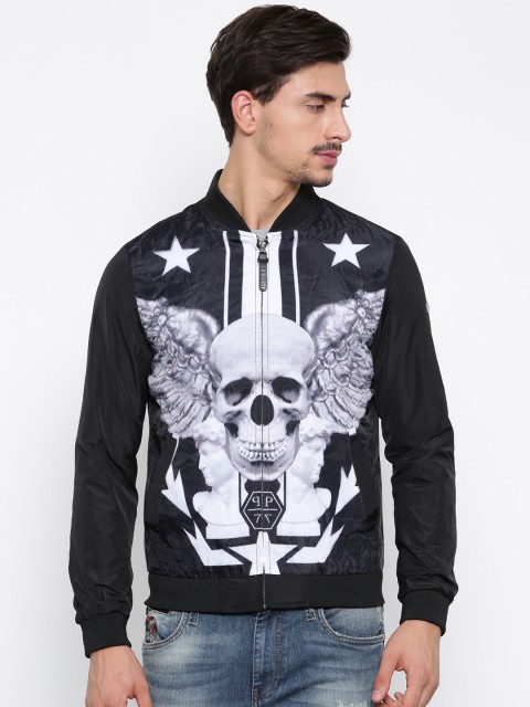

Ed Hardy Men Black Printed Bomber
