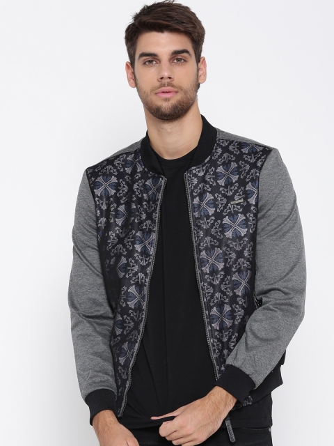 

Ed Hardy Men Black & Grey Patterned Bomber Jacket