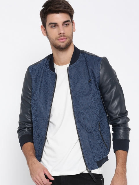 

Ed Hardy Men Blue Patterned Bomber Jacket