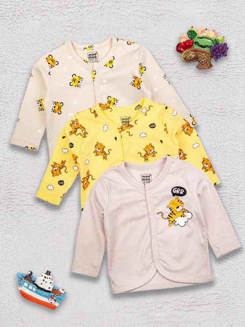 

MeeMee Infant Boys Pack Of 3 Cotton Jhablas, Yellow