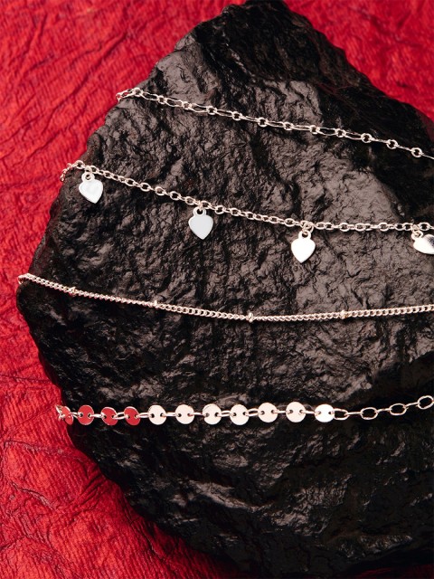 

Accessorize London Women's Silver pack of 4 Circles Anklet jewellery