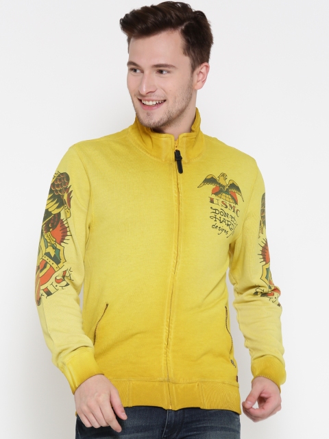 

Ed Hardy Men Mustard Yellow Printed Sweatshirt