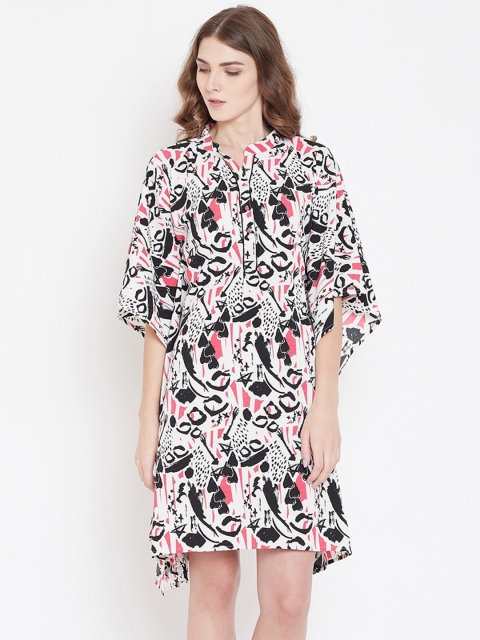 

The Kaftan Company Black & Pink Printed Kaftan Nightdress