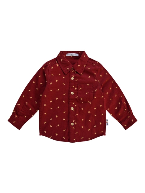 

milou Infant Boys Maroon Printed Pure Cotton Casual Shirt