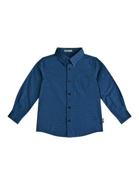 

milou Boys Navy Blue & Black Cotton Micro Ditsy Geometric Print Casual Shirt