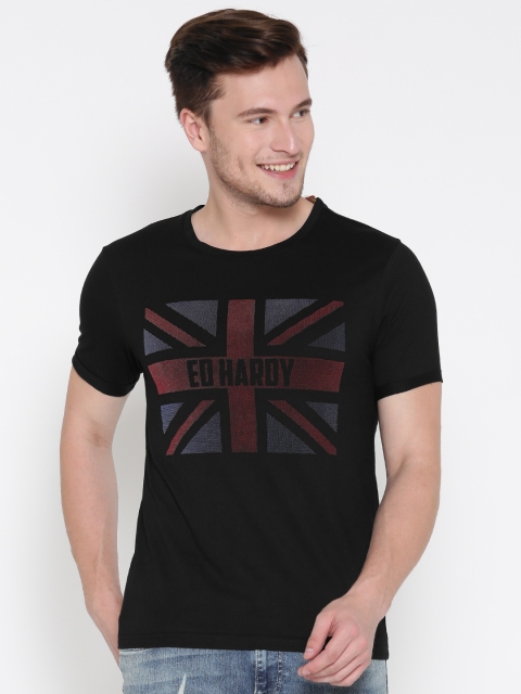 

Ed Hardy Men Black Printed Round Neck T-shirt