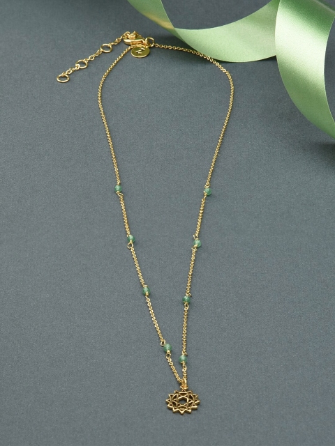 

Accessorize Women Green Beads Beaded Heart Chakra Pendant Necklace
