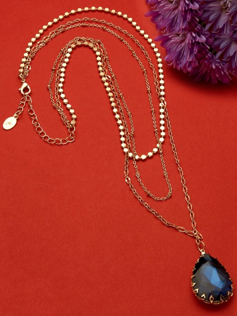 

Accessorize London Women's Blue harvest layered gem necklace, Gold