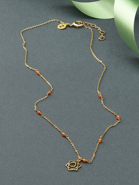 

Accessorize Gold-Toned & Orange Beaded Necklace