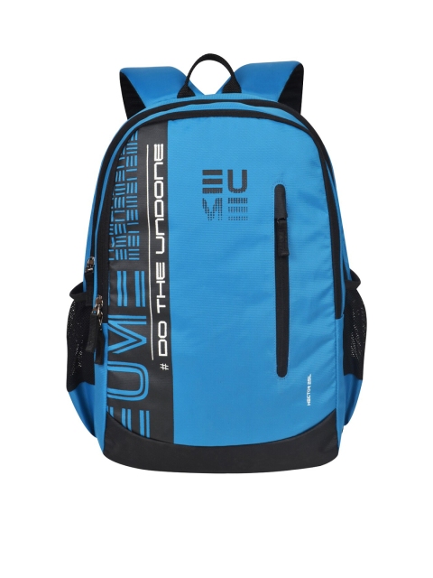 

EUME Unisex Blue & Black Typography Backpack