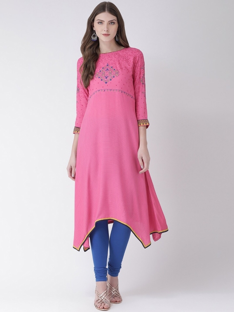 

Span Women Pink Ethnic Motifs Yoke Design Kurta