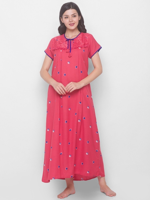 

AV2 Pink Printed Maxi Maternity Nightdress