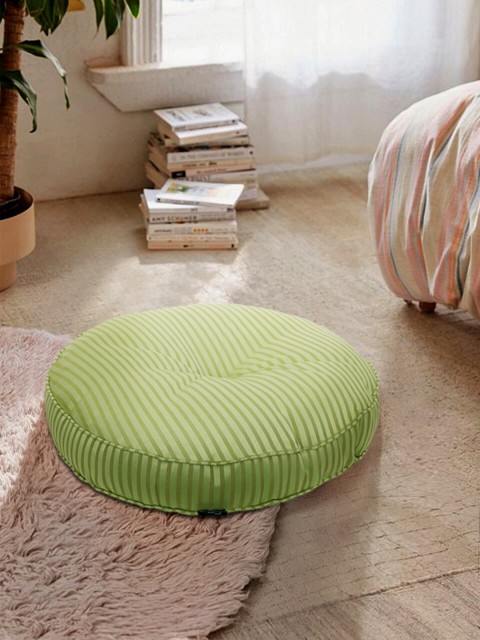 

S9home by Seasons Green Striped Polyester Round Floor Cushion