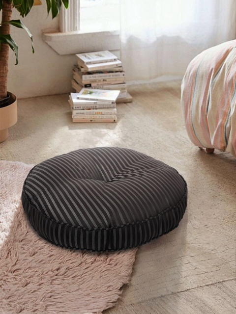 

S9home by Seasons Black Striped Round Floor Cushion