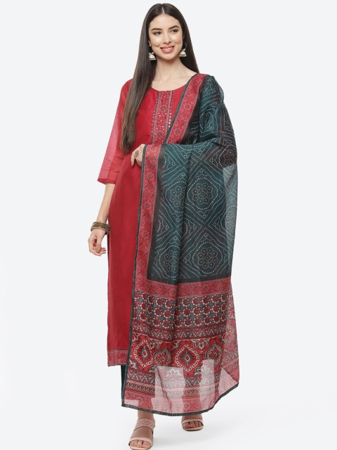 

Biba Pink & Green Embellished Pure Cotton Unstitched Dress Material