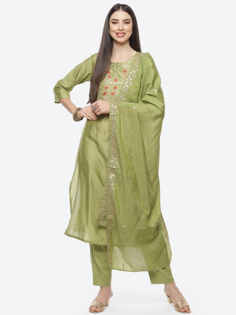 

Biba Green & Red Embroidered Pure Cotton Unstitched Dress Material