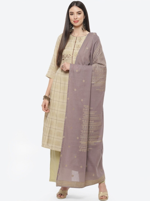 

Biba Green & Brown Embroidered Pure Cotton Unstitched Dress Material
