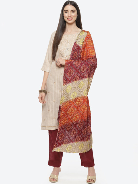 

Biba Beige & Maroon Embroidered Pure Cotton Unstitched Dress Material