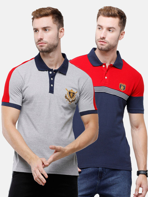 

ARDEUR Men Pack Of 2 Polo Collar T-shirt, Grey