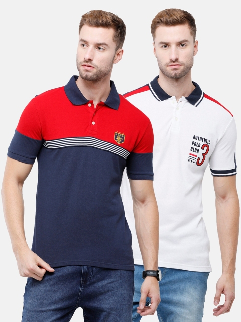

ARDEUR Set Of 2 Men Multicoloured Polo Collar T-shirt, Multi