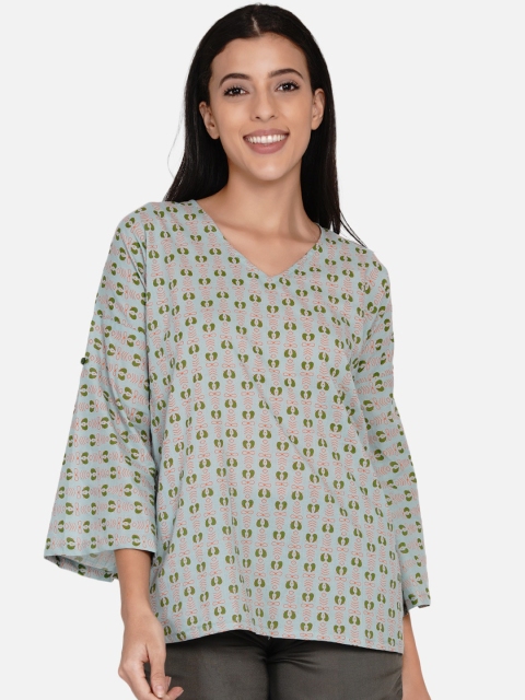 

The Kaftan Company Women Green & Red Printed Night suit