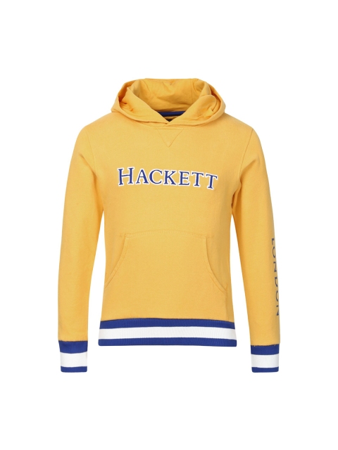 

HACKETT LONDON Boys Mustard Yellow Printed Hooded Sweatshirt