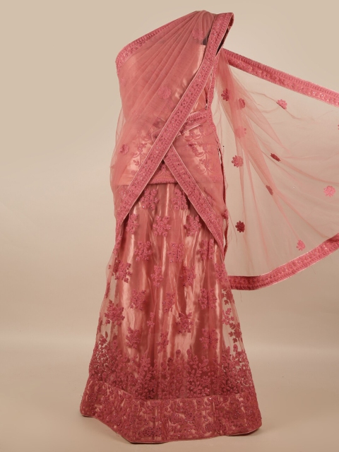 

Pothys Pink Embroidered Unstitched Half Saree