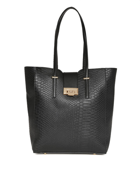 

Lino Perros Black Croc Textured Shoulder Bag