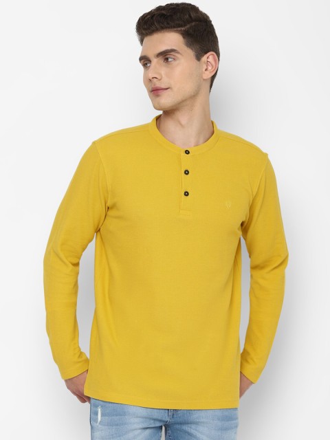 

Allen Solly Men Yellow Mandarin Collar Pure Cotton T-shirt
