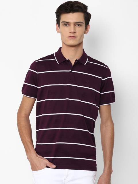 

Allen Solly Men Purple & White Striped Polo Collar T-shirt