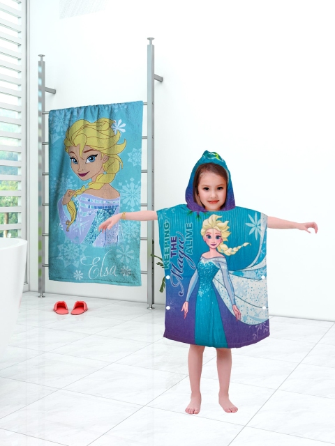 

Disney Blue Kids Frozen Printed Bath & Hooded Towel Combo