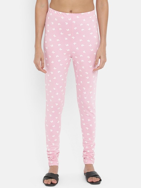 

V2 Value & Variety Women Pink & White Butterfly Printed Leggings