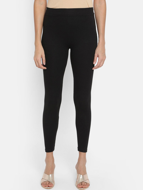 

V2 Value & Variety Women Black Solid Ankle-Length Leggings
