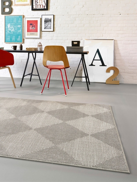 

DDecor Grey Geometric Patterned Rectangular Large Anti-Skid Floor Rug