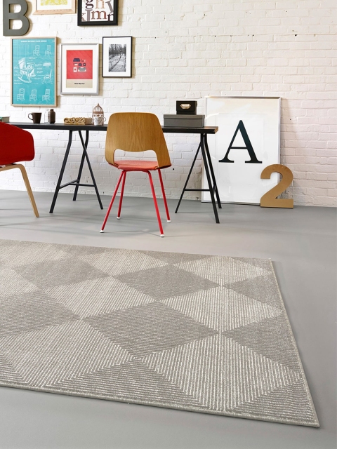 

DDecor Grey Geometric Medium Rectangular Anti-Skid Floor Rug