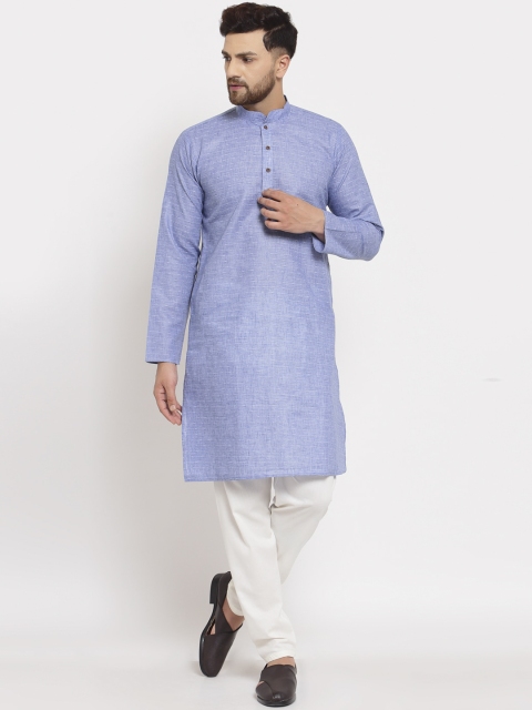 

MOHANLAL SONS Men Blue Striped Cotton Kurta