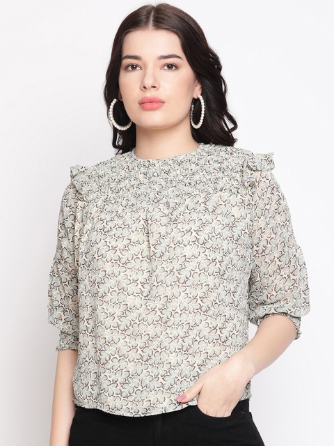 

Madame Green Floral Print Top