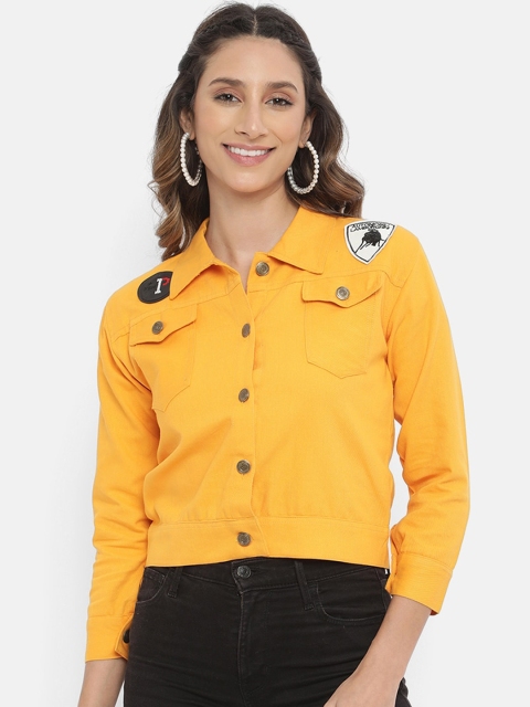 

V2 Value & Variety Women Mustard Crop Denim Jacket