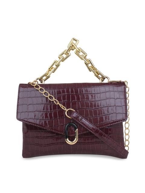 

LEGAL BRIBE Maroon Animal Textured PU Structured Sling Bag