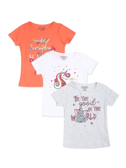 

Cherokee Girls Pack of 3 Assorted Pure Cotton Printed T-shirts