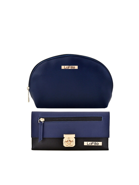 

LaFille Set of 2 Navy Blue & Black Purse Clutch