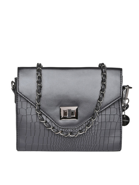 

Lino Perros Black Croc Textured Sling Bag