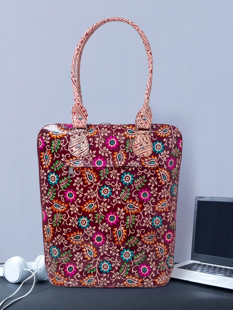 

Golden Peacock Maroon Floral Printed 13 inch Leather Laptop Bag