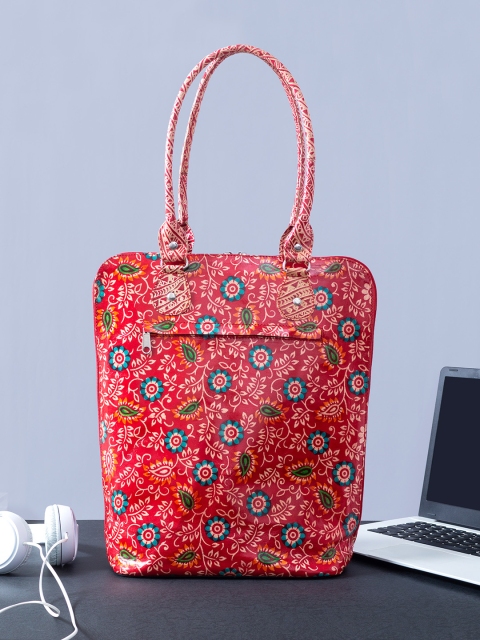 

Golden Peacock Women Red & Beige Leather Laptop Bag